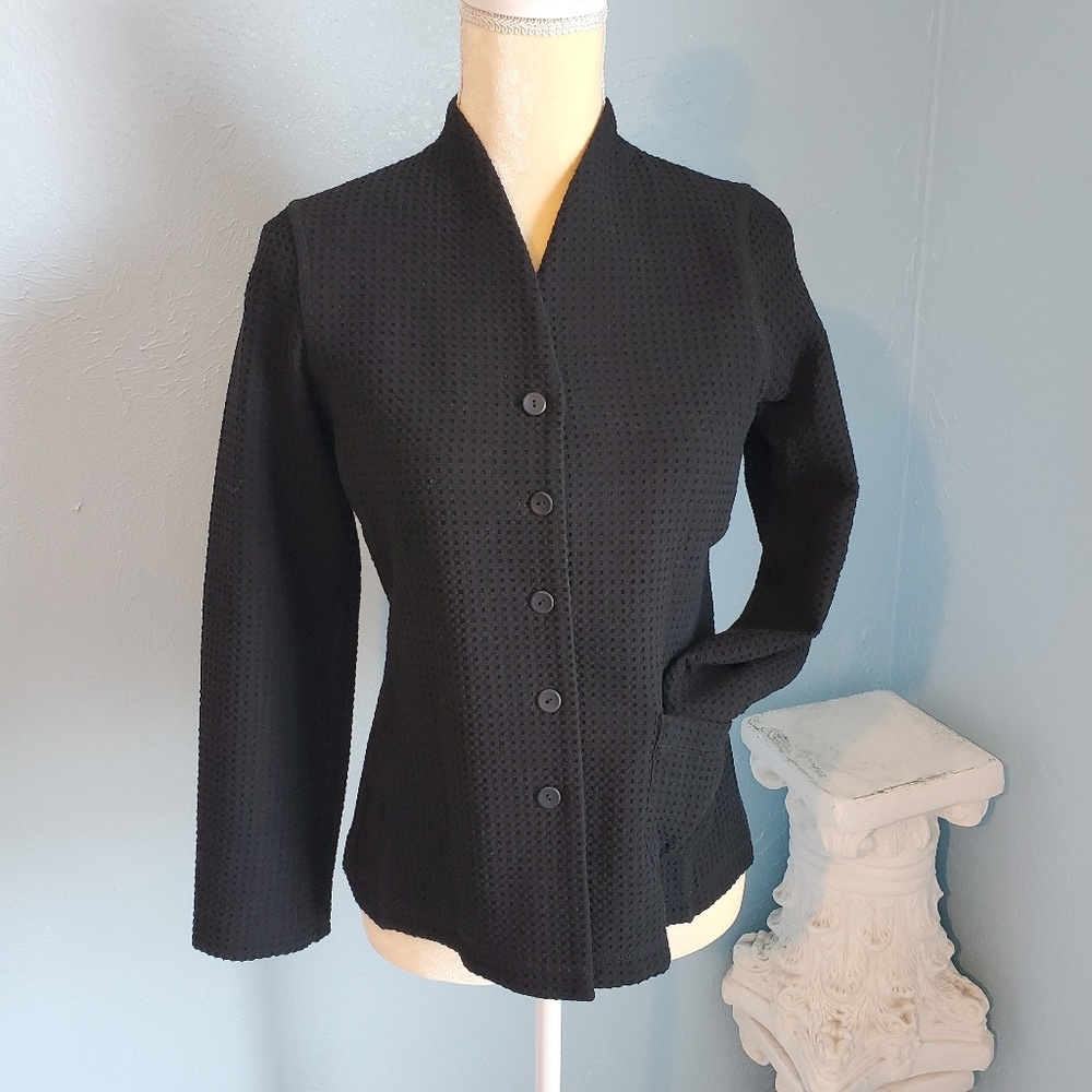 Eileen Fisher textured waffle knit jacket